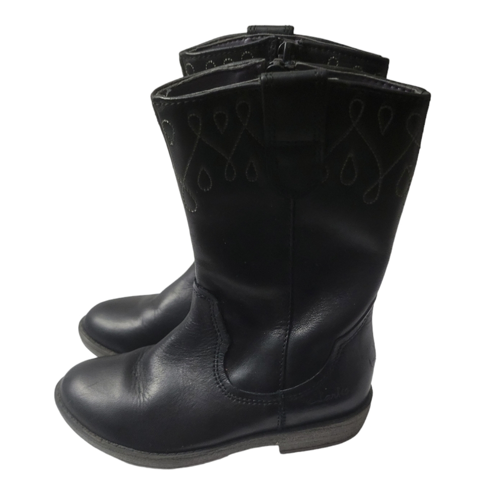 CLARKS TODDLER BLACK LEATHER COWBOY BOOTS